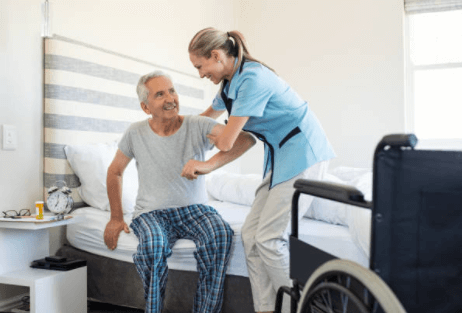 Manual handling healthcare_Standing-Up-Wheelchair